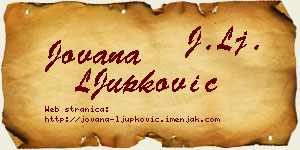 Jovana LJupković vizit kartica